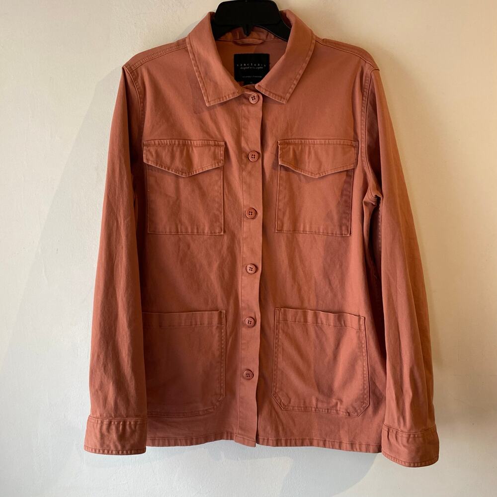 Sanctuary Woman’s Cargo Utility Jacket XL Blush Button Up Lightweight Safari